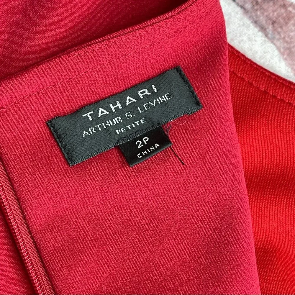Tahari Arthur S. Levine red classy dress Size 2 Petite - Picture 12 of 13